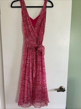 Betsey Johnson Pink Printed Sleeveless Wrap Maxi Dress